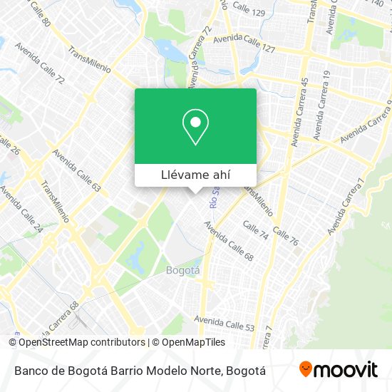 Mapa de Banco de Bogotá Barrio Modelo Norte