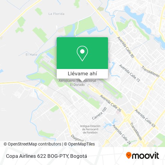 Mapa de Copa Airlines 622 BOG-PTY