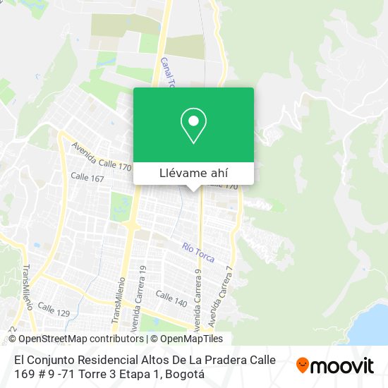 Mapa de El Conjunto Residencial Altos De La Pradera Calle 169 # 9 -71 Torre 3 Etapa 1