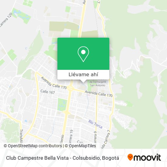 Mapa de Club Campestre Bella Vista - Colsubsidio