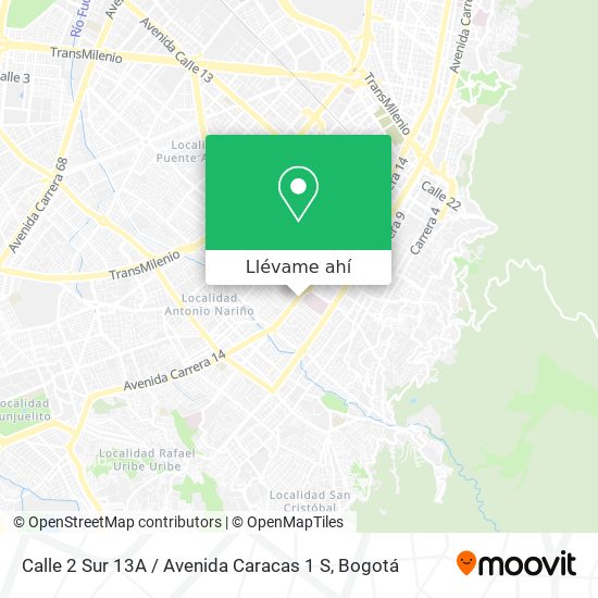 Mapa de Calle 2 Sur 13A / Avenida Caracas 1 S