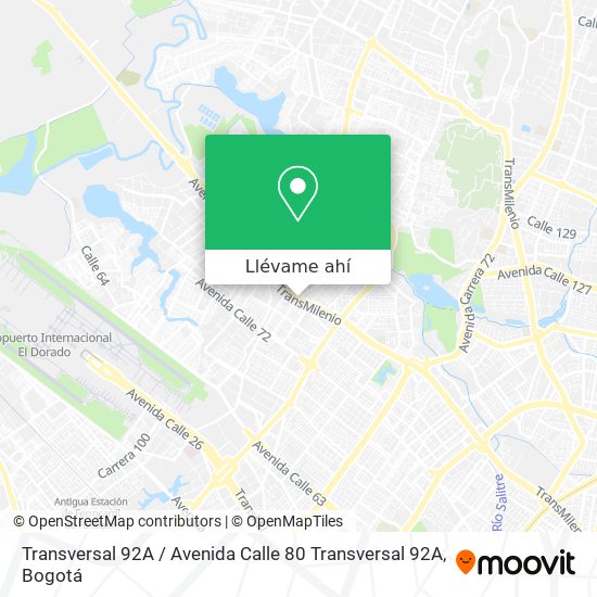 Mapa de Transversal 92A / Avenida Calle 80 Transversal 92A