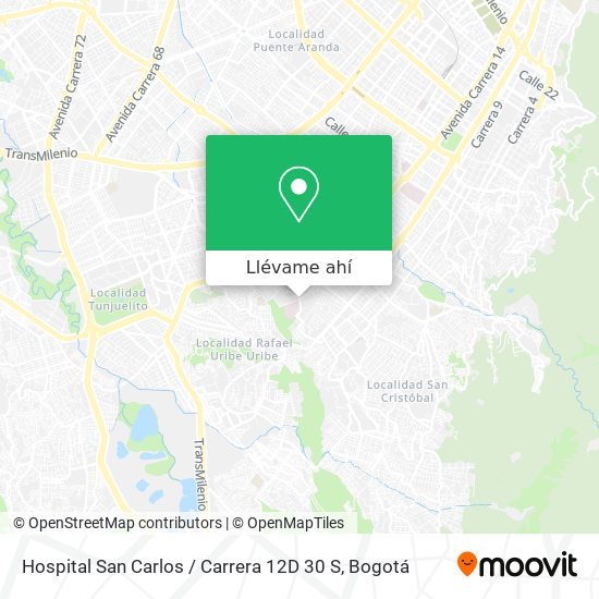 Mapa de Hospital San Carlos / Carrera 12D 30 S