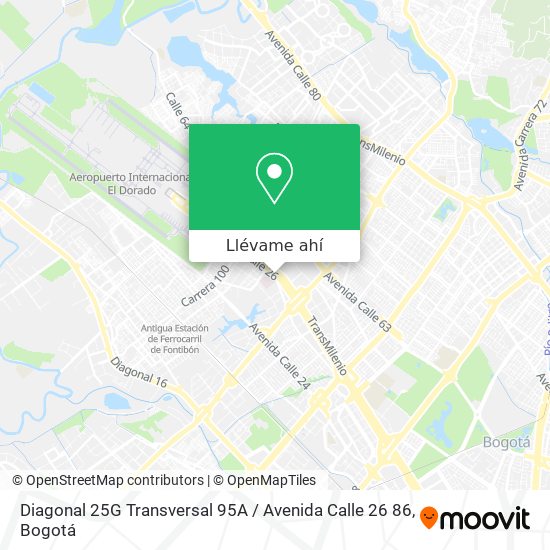 Mapa de Diagonal 25G Transversal 95A / Avenida Calle 26 86