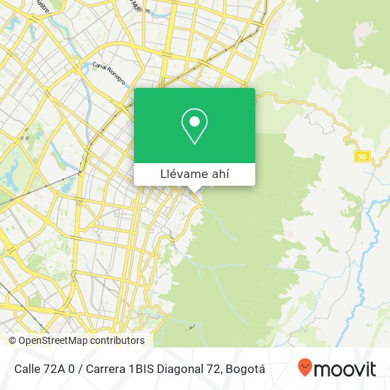 Mapa de Calle 72A 0 / Carrera 1BIS Diagonal 72