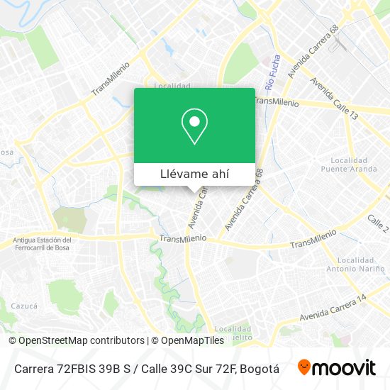 Mapa de Carrera 72FBIS 39B S / Calle 39C Sur 72F