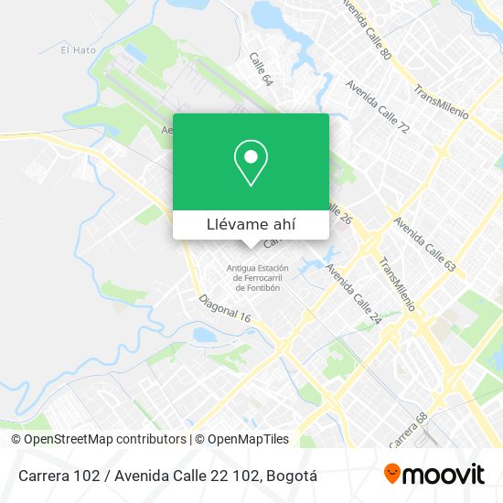 Mapa de Carrera 102 / Avenida Calle 22 102