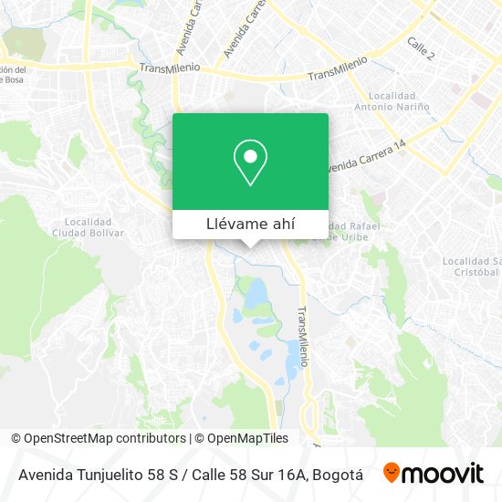 Mapa de Avenida Tunjuelito 58 S / Calle 58 Sur 16A
