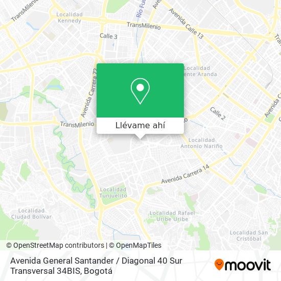 Mapa de Avenida General Santander / Diagonal 40 Sur Transversal 34BIS