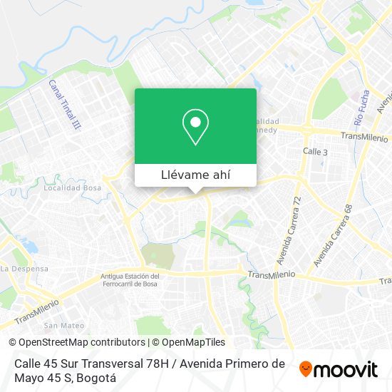 Mapa de Calle 45 Sur Transversal 78H / Avenida Primero de Mayo 45 S