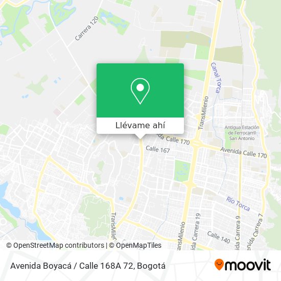 Mapa de Avenida Boyacá / Calle 168A 72