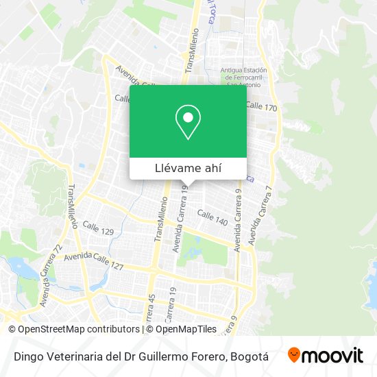 Mapa de Dingo Veterinaria del Dr Guillermo Forero