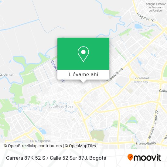 Mapa de Carrera 87K 52 S / Calle 52 Sur 87J