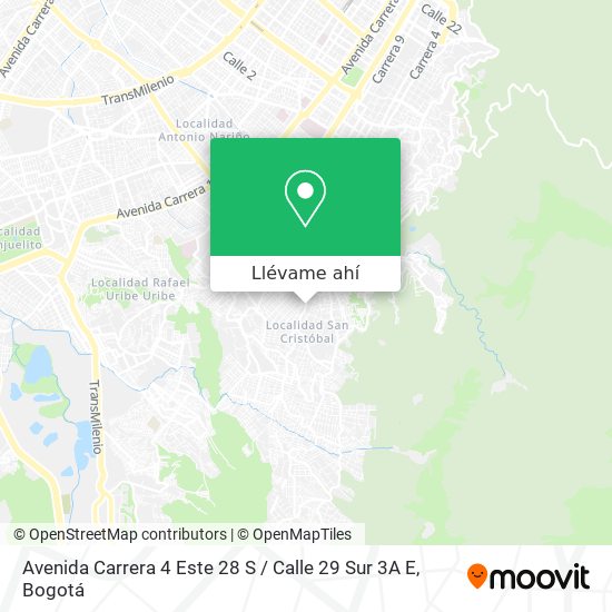 Mapa de Avenida Carrera 4 Este 28 S / Calle 29 Sur 3A E