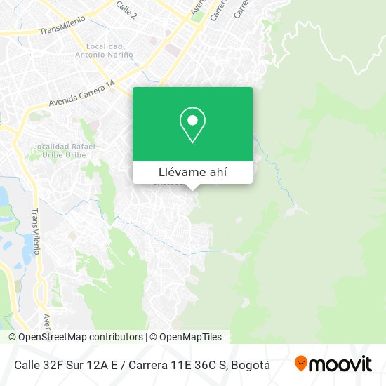 Mapa de Calle 32F Sur 12A E / Carrera 11E 36C S