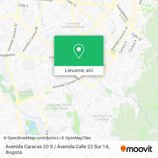 Mapa de Avenida Caracas 20 S / Avenida Calle 22 Sur 14