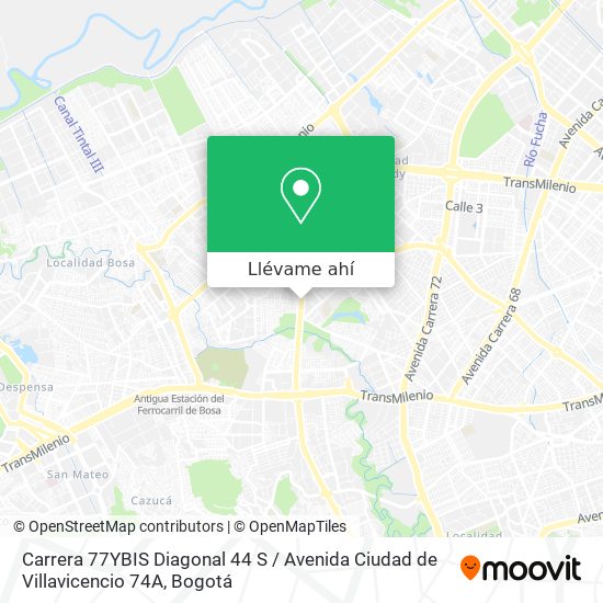Mapa de Carrera 77YBIS Diagonal 44 S / Avenida Ciudad de Villavicencio 74A