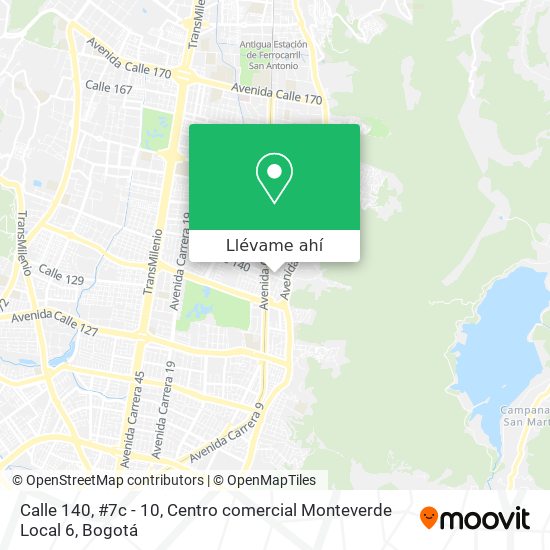Mapa de Calle 140, #7c - 10, Centro comercial Monteverde Local 6