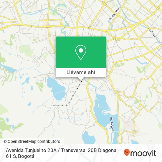 Mapa de Avenida Tunjuelito 20A / Transversal 20B Diagonal 61 S