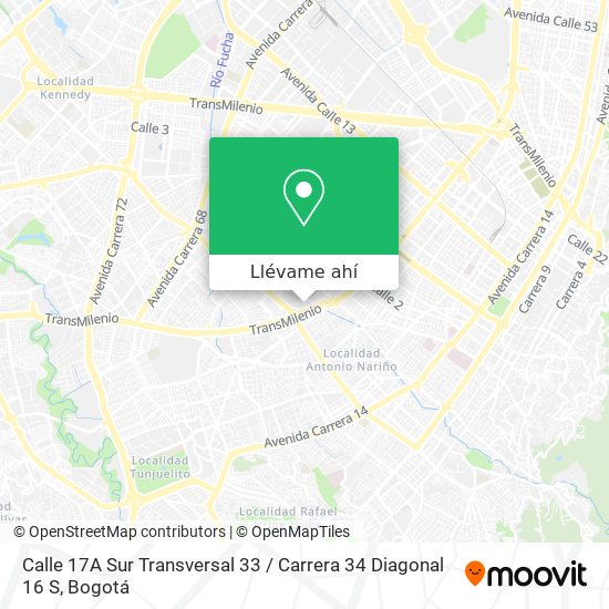 Mapa de Calle 17A Sur Transversal 33 / Carrera 34 Diagonal 16 S