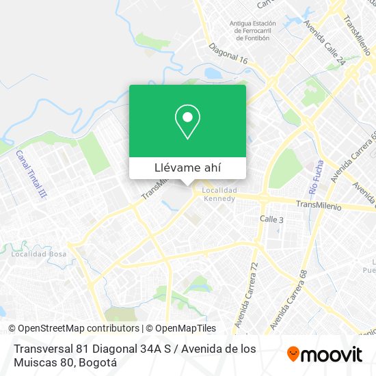 Mapa de Transversal 81 Diagonal 34A S / Avenida de los Muiscas 80