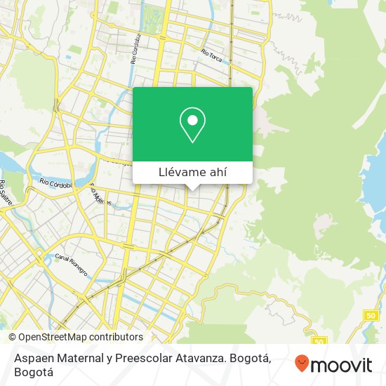 Mapa de Aspaen Maternal y Preescolar Atavanza. Bogotá