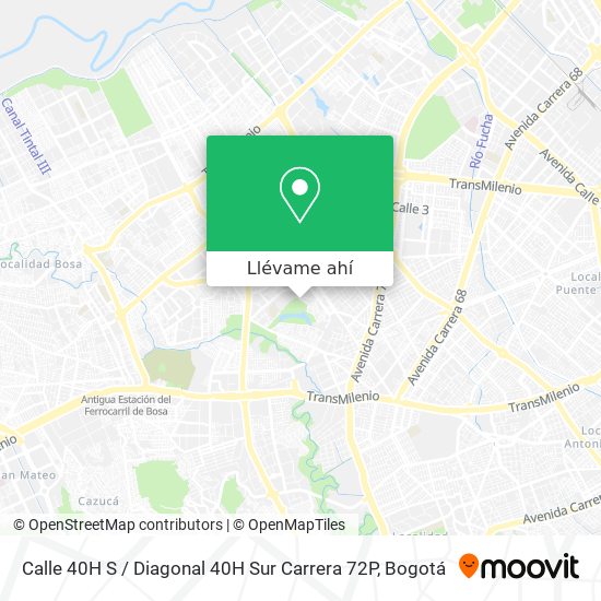 Mapa de Calle 40H S / Diagonal 40H Sur Carrera 72P