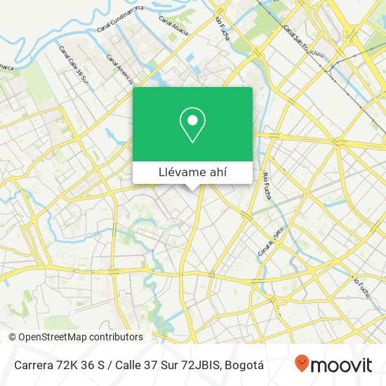 Mapa de Carrera 72K 36 S / Calle 37 Sur 72JBIS