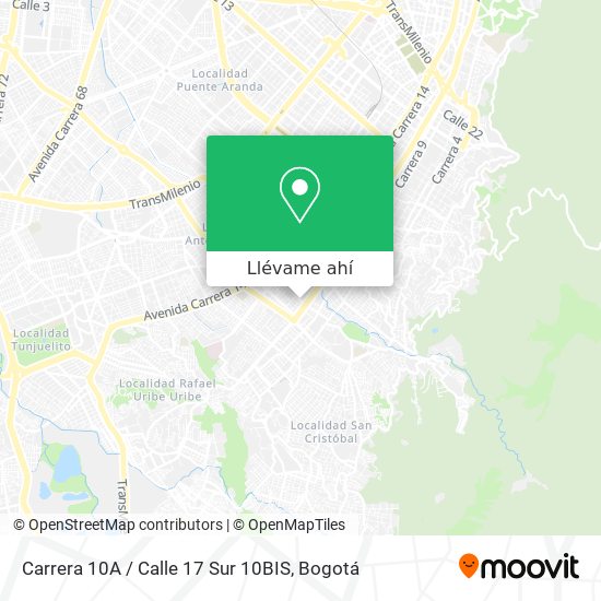 Mapa de Carrera 10A / Calle 17 Sur 10BIS