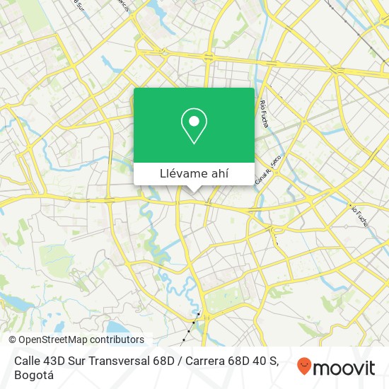 Mapa de Calle 43D Sur Transversal 68D / Carrera 68D 40 S