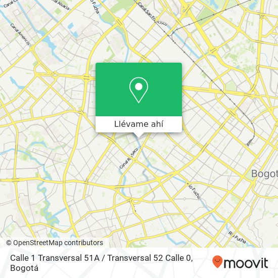 Mapa de Calle 1 Transversal 51A / Transversal 52 Calle 0