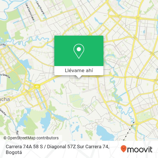 Mapa de Carrera 74A 58 S / Diagonal 57Z Sur Carrera 74