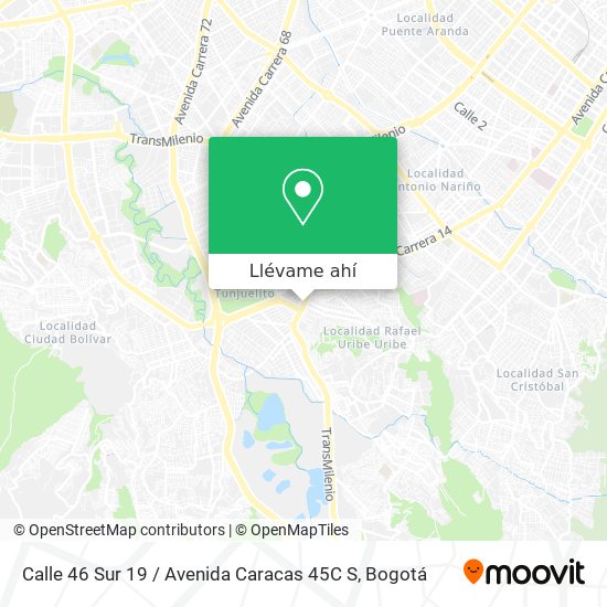 Mapa de Calle 46 Sur 19 / Avenida Caracas 45C S