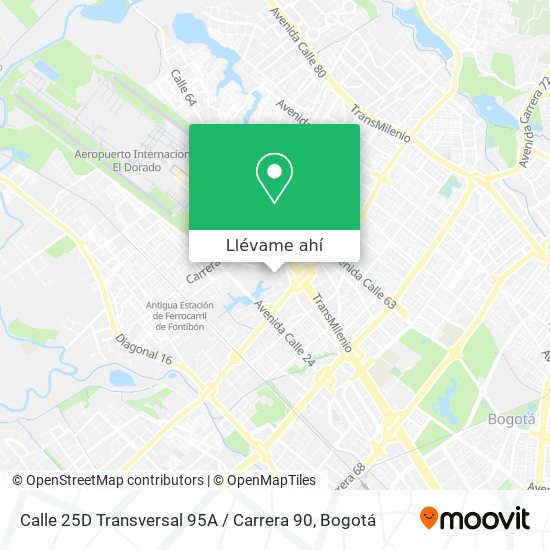 Mapa de Calle 25D Transversal 95A / Carrera 90