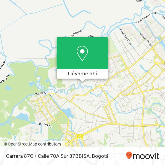 Mapa de Carrera 87C / Calle 70A Sur 87BBISA