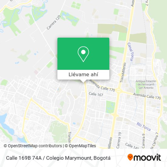 Mapa de Calle 169B 74A / Colegio Marymount