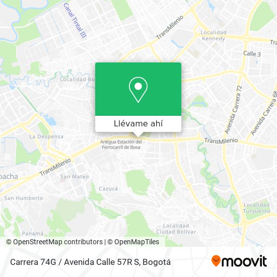 Mapa de Carrera 74G / Avenida Calle 57R S