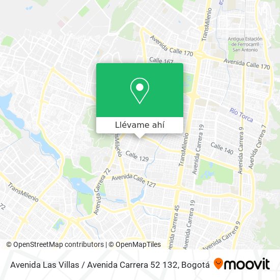 Mapa de Avenida Las Villas / Avenida Carrera 52 132