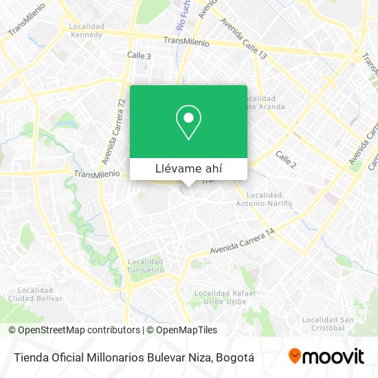 Mapa de Tienda Oficial Millonarios Bulevar Niza