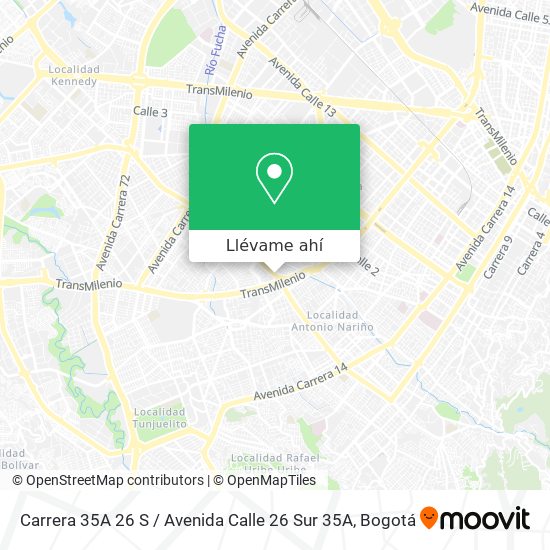 Mapa de Carrera 35A 26 S / Avenida Calle 26 Sur 35A