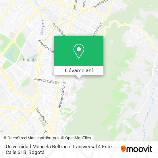 Mapa de Universidad Manuela Beltrán / Transversal 4 Este Calle 61B