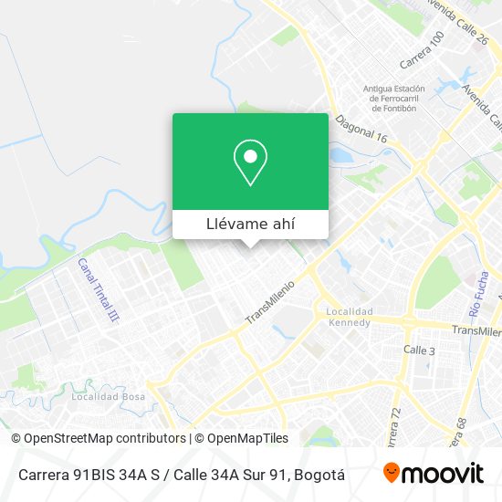 Mapa de Carrera 91BIS 34A S / Calle 34A Sur 91