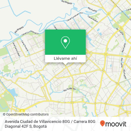 Mapa de Avenida Ciudad de Villavicencio 80G / Carrera 80G Diagonal 42F S