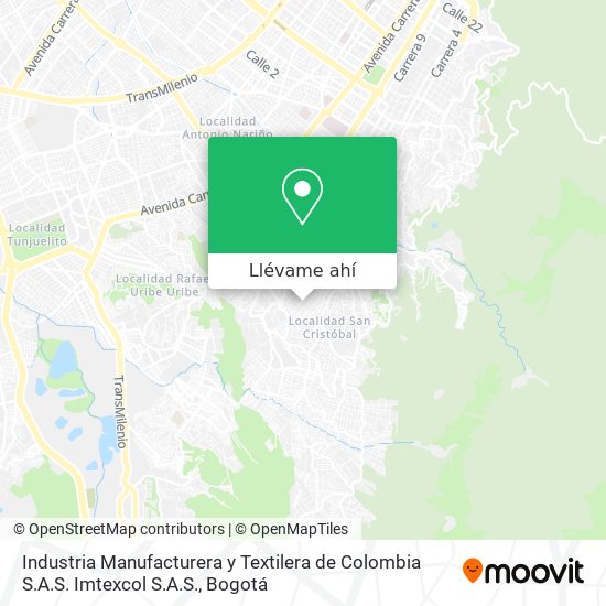Mapa de Industria Manufacturera y Textilera de Colombia S.A.S. Imtexcol S.A.S.