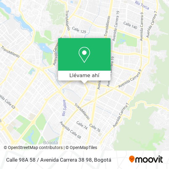 Mapa de Calle 98A 58 / Avenida Carrera 38 98