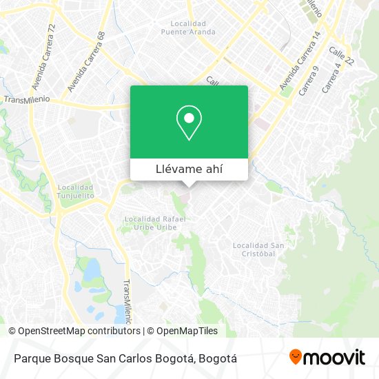 Mapa de Parque Bosque San Carlos Bogotá