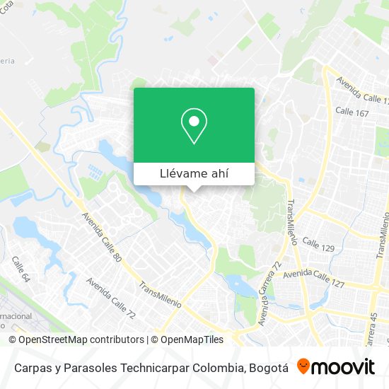 Mapa de Carpas y Parasoles Technicarpar Colombia