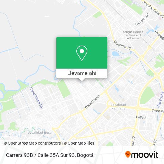 Mapa de Carrera 93B / Calle 35A Sur 93