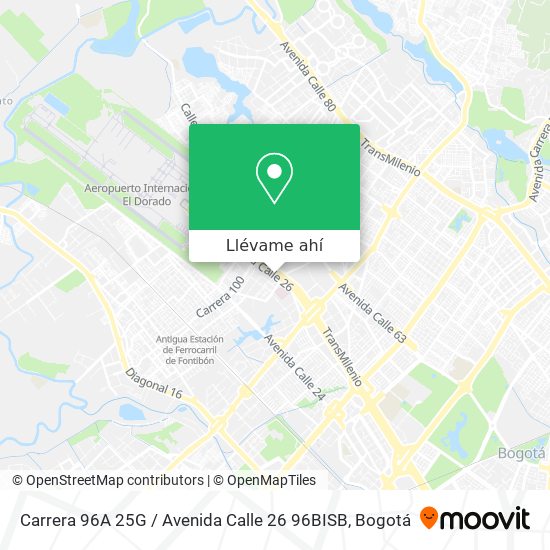 Mapa de Carrera 96A 25G / Avenida Calle 26 96BISB