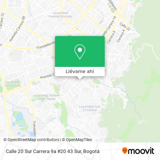 Mapa de Calle 20 Sur Carrera 9a #20 43 Sur